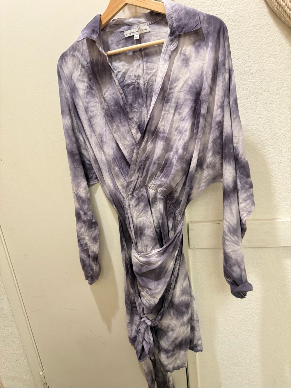 Young Fabulous & Broke Lavender Tie-Dye Satin Wrap dress medium